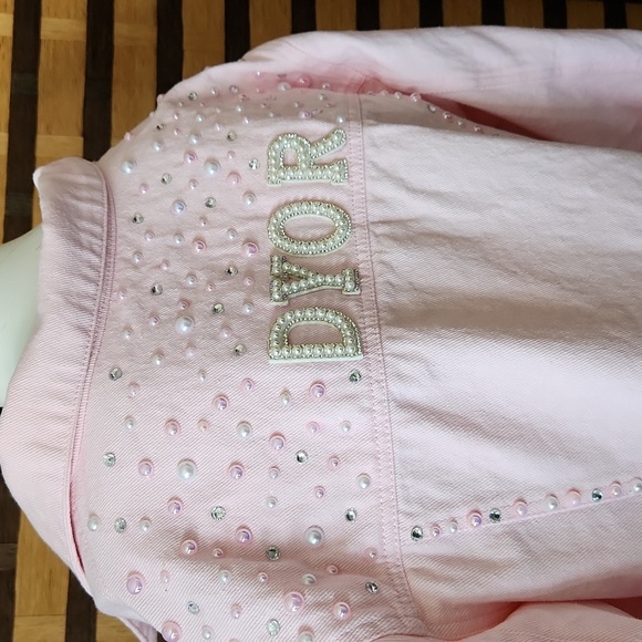 NWOT! READ!! Custom made crop pearl & diamond jean jacket - Picture 5 of 12